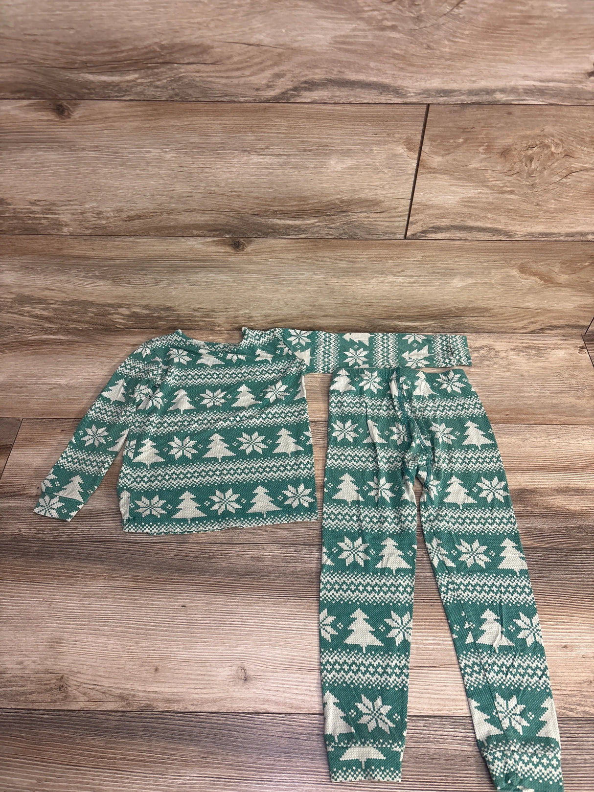 Sweet Bamboo Evergreen Fair Isle 2pc Pajama Set Green sz 3T