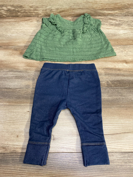 Laughing Llama 2pc Textured Shirt & Leggings Green sz 6m - Me n Mommy To Be