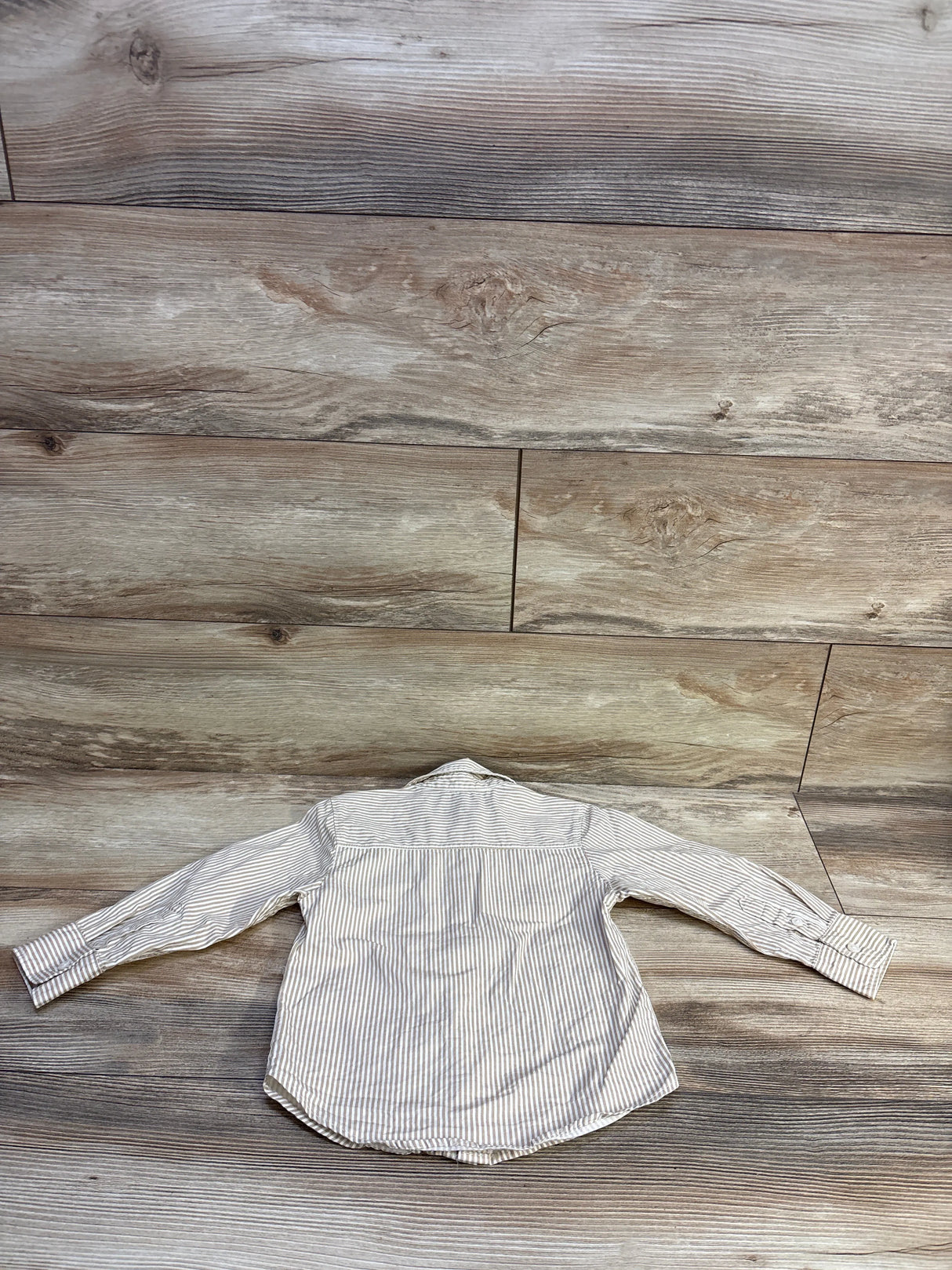 H&M Striped Button-Up Long Sleeve Shirt Tan sz 2T
