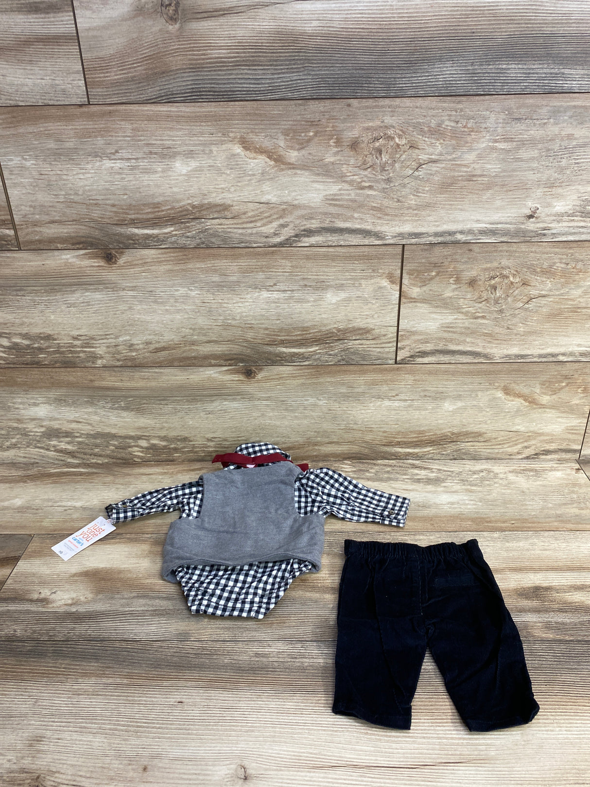 NEW Just One You 4pc Plaid Shirt Set White sz Newborn