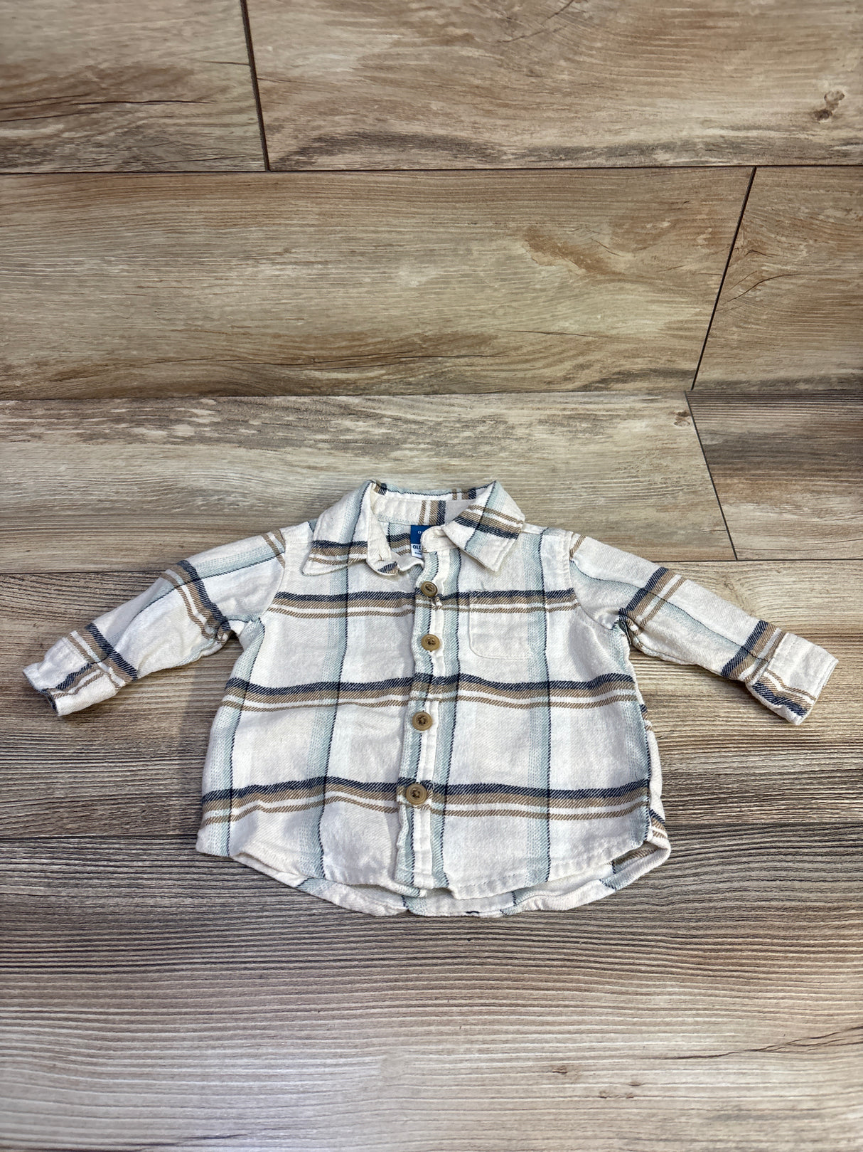 Old Navy Button Up Flannel Beige sz 0-3m