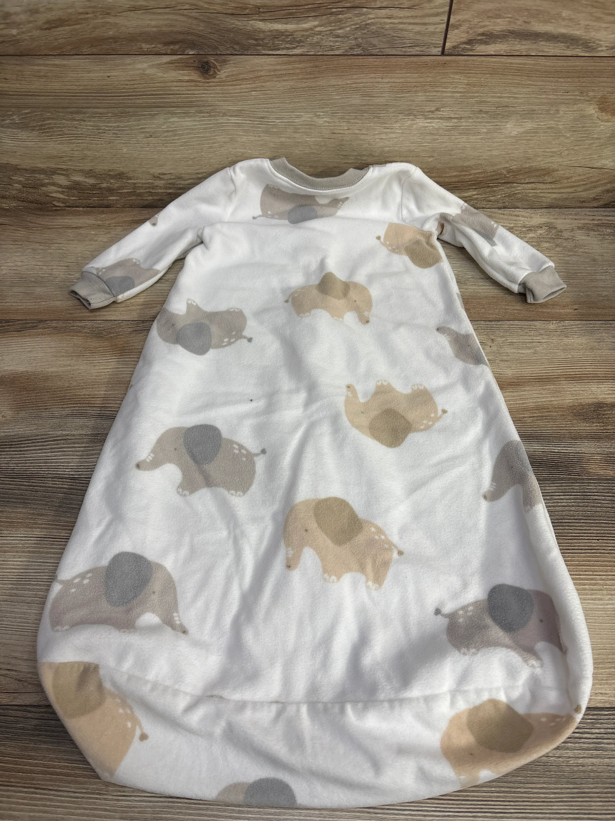 Carter's Elephant Print Blanket Sleeper White sz 6-9m