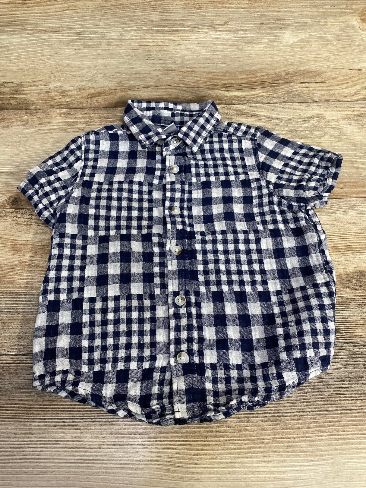 Old Navy Plaid Button-Up Shirt Navy sz 4T - Me n Mommy To Be