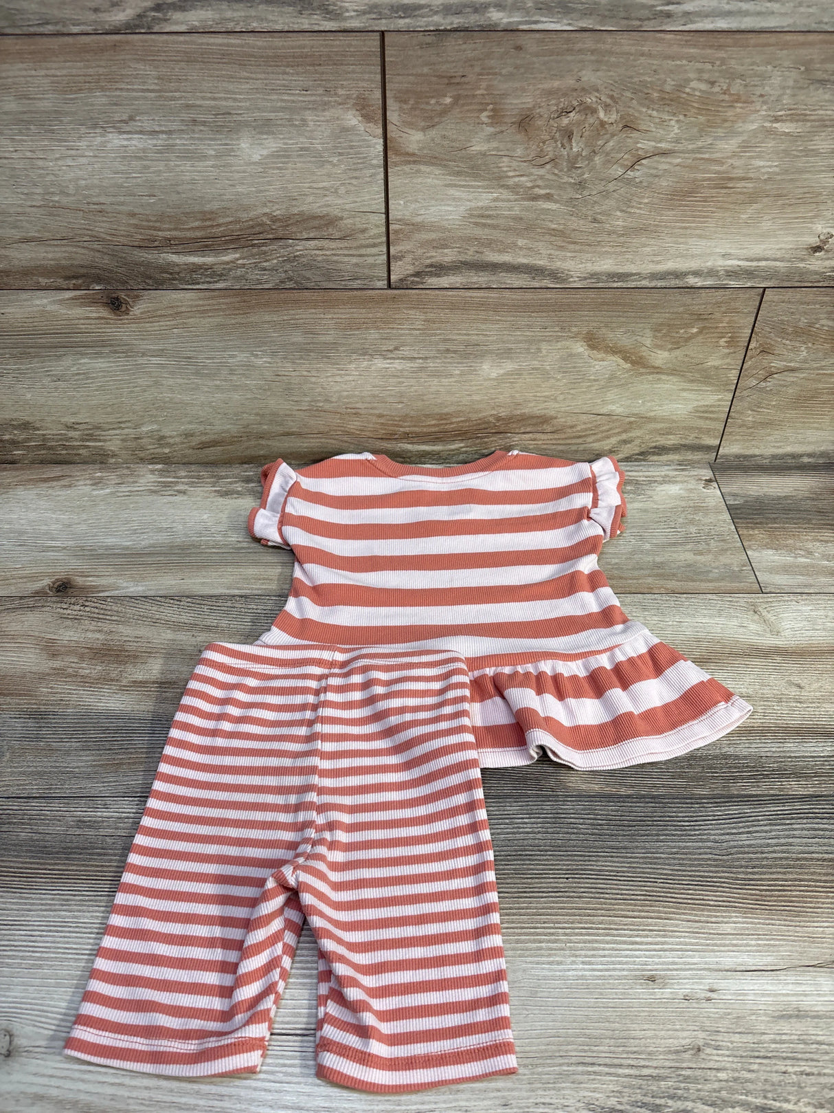 Cat & Jack 2pc Ribbed Striped Peplum Top & Shorts Set Pink sz 4T