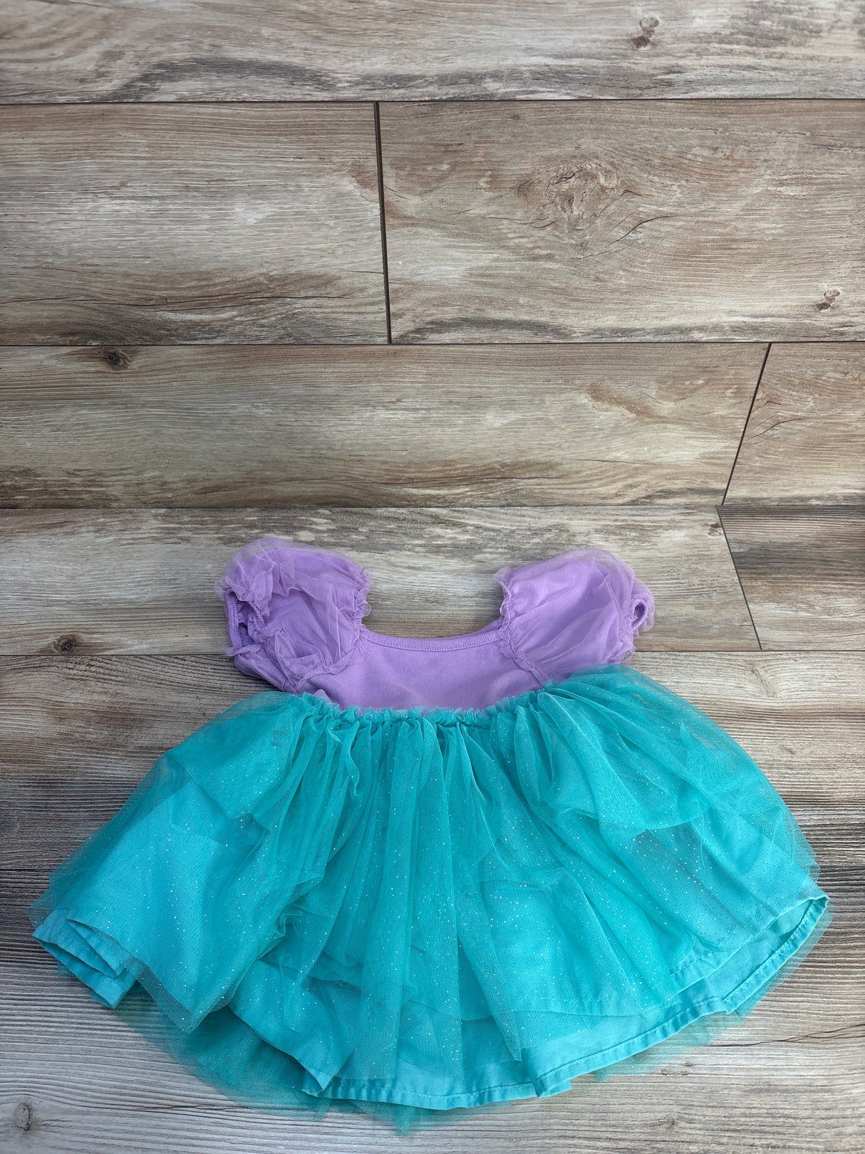 Disney Princess Ariel Cosplay Tutu Puff Sleeve Dress Purple sz 18m