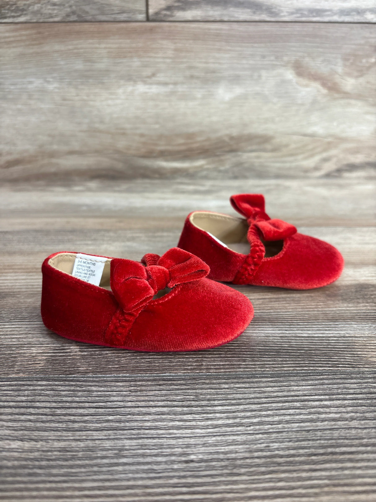 Janie & Jack Velvet Bow Soft Sole Ballet Flats Red sz 2/3c