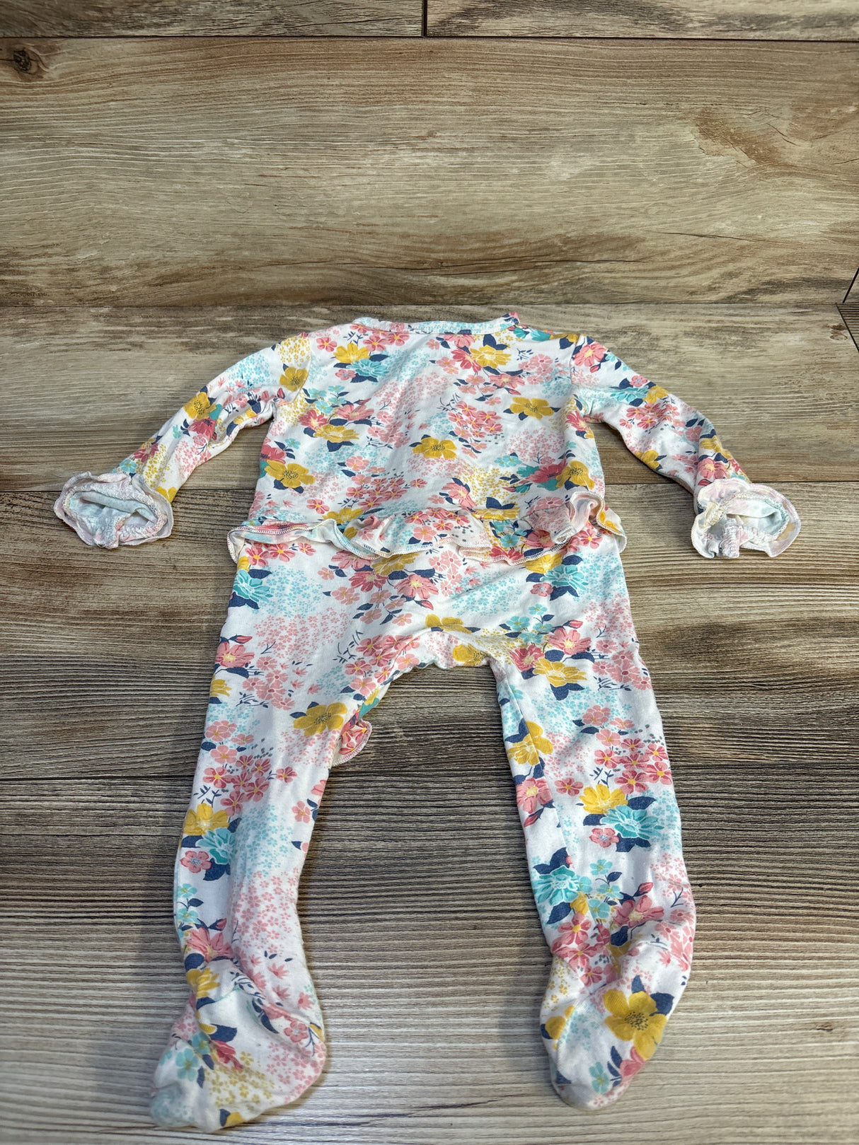 Little Me Ruffled Floral Sleeper White sz 9m