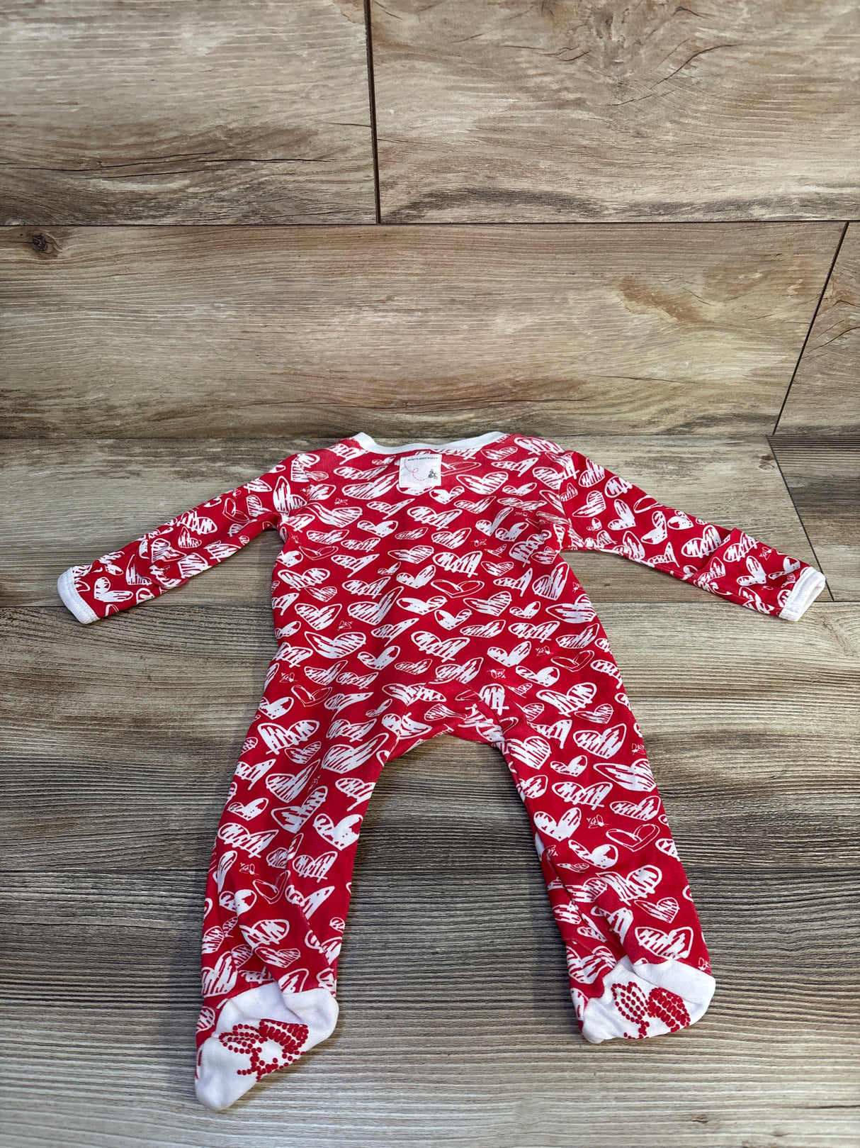 Burt's Bees Baby Valentines Heart Print Sleeper Red sz Newborn