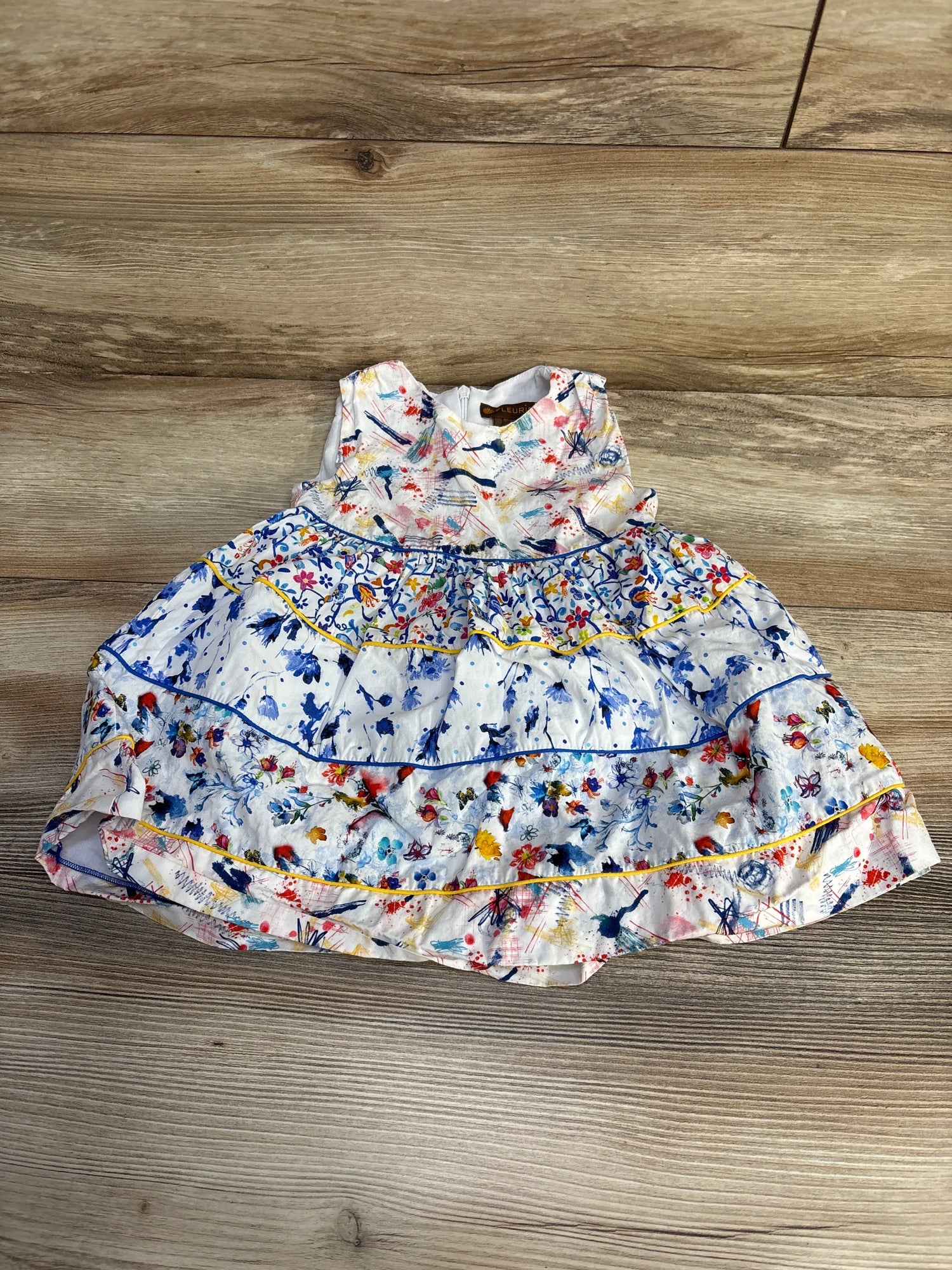 Fleurisse Tiered Paint Splatter Dress White sz 2T - Me n Mommy To Be
