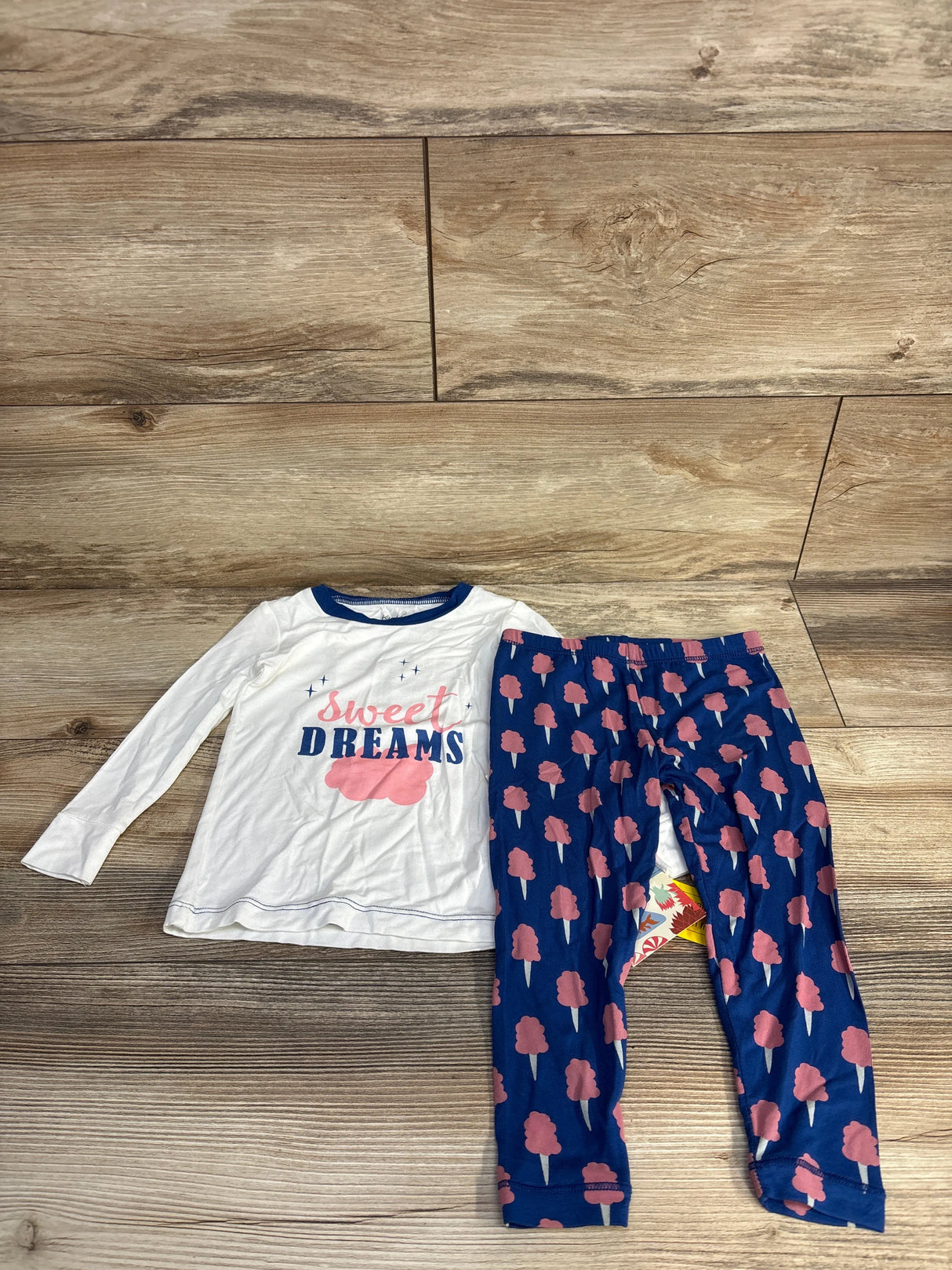 NEW Kickee Pants 2pc Long Sleeve Graphic Tee Pajama Set in Navy Cotton Candy sz 2T