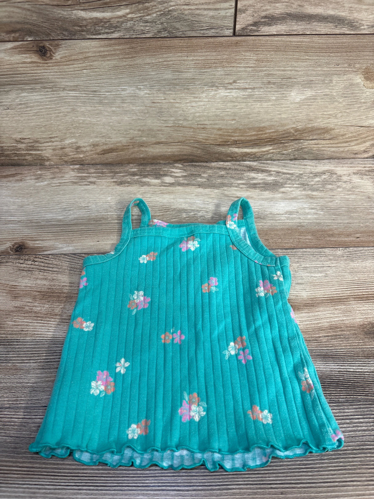 Cat & Jack Ribbed Henley Tank Top Teal sz 2T