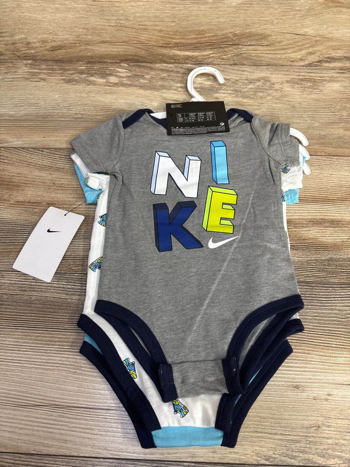 NEW Nike 3pk Bodysuit Set Blue sz 12m