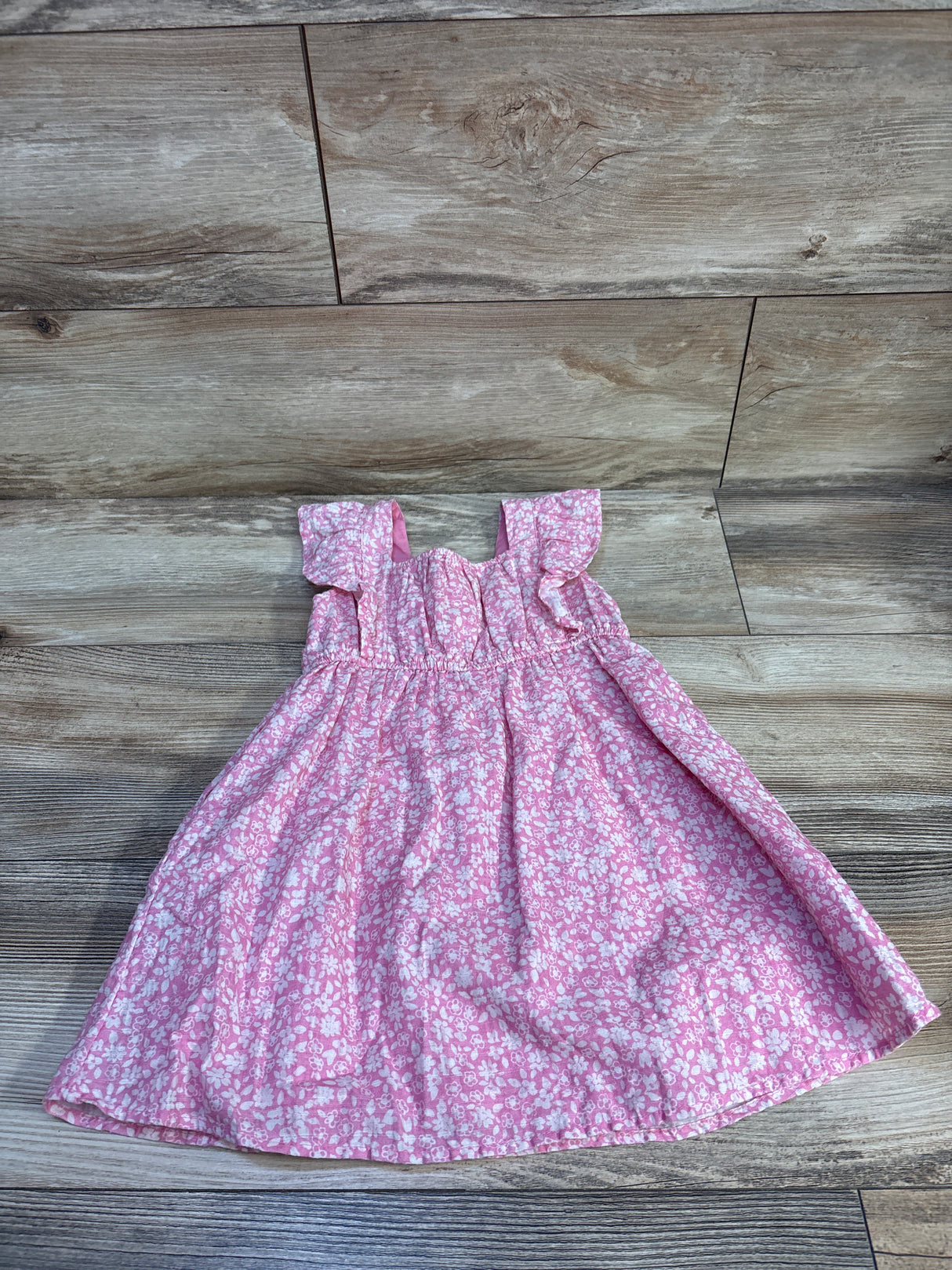 Cat & Jack Floral Flutter Sleeve Dress Pink sz 3T
