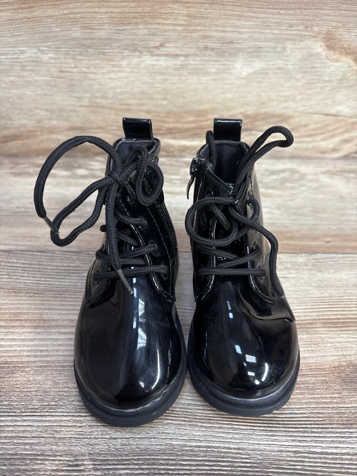 Comfy Kids Faux Leather Lace-Up Boots Black sz 7c