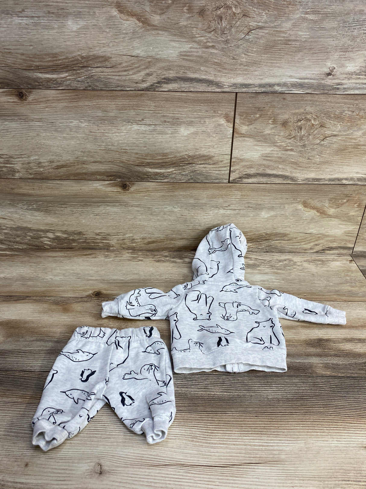 Carter's 2pc Animal Full Zip Jacket & Joggers Grey sz Newborn