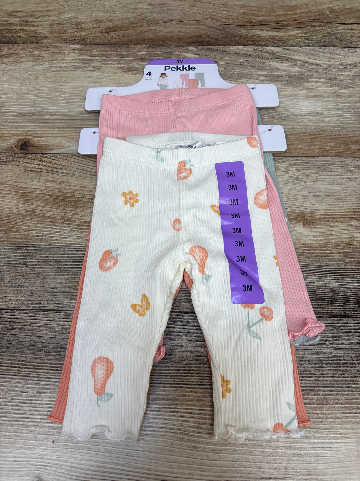 NEW Pekkle 4pk Ribbed Pants Pink sz 3m