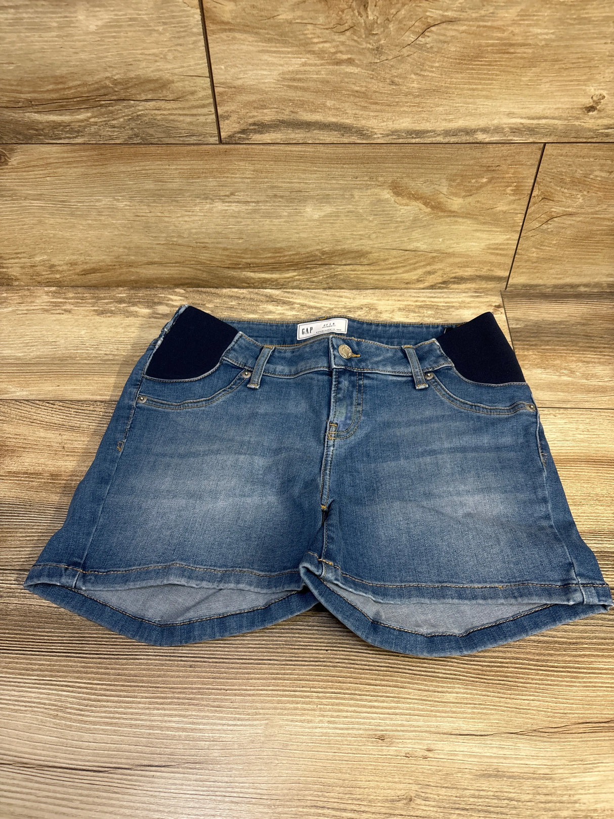 NEW Gap Maternity 4" Inset Panel Denim Shorts Medium Wash Blue sz 27/4 Small