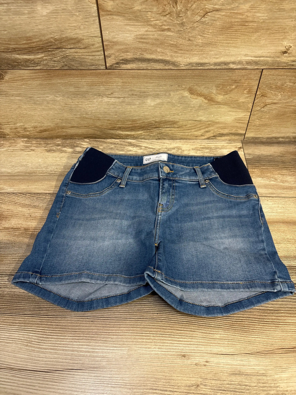 NEW Gap Maternity 4" Inset Panel Denim Shorts Medium Wash Blue sz 27/4 Small