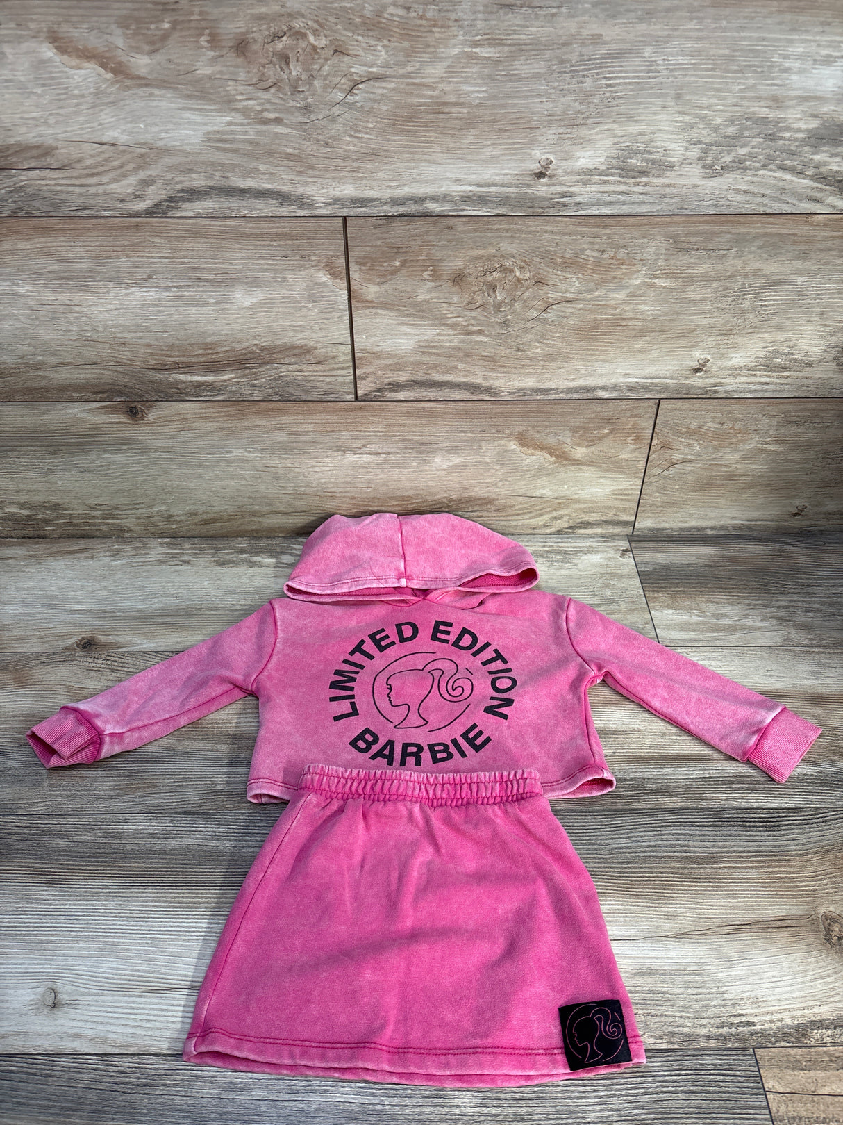 Limited Edition Barbie 2pc Hoodie & Skirt Set Pink sz 2T