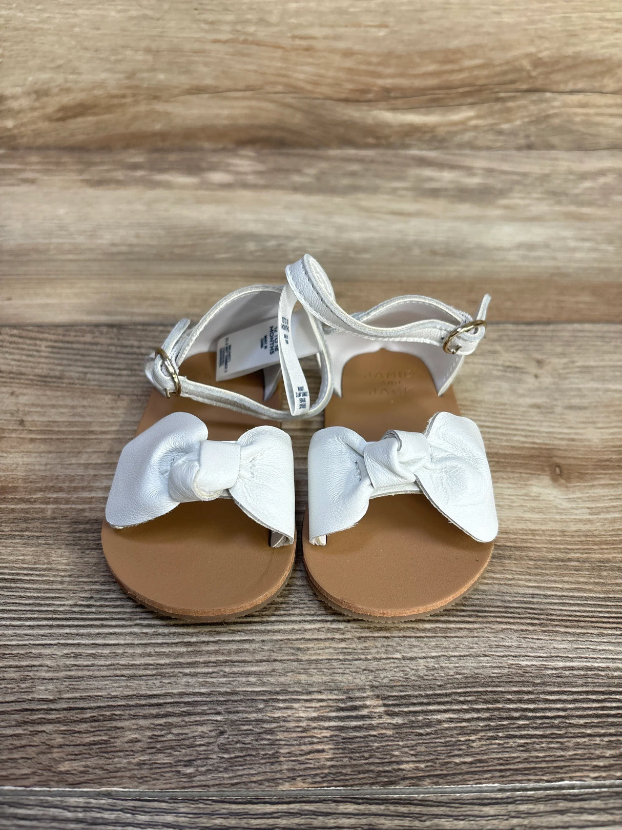 NWOT Janie & Jack Leather Bow Sandals White sz 4c