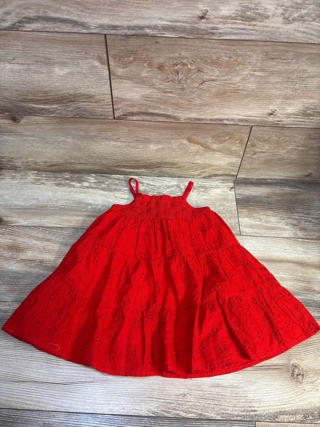 Cat & Jack Eyelet Tiered Dress Red sz 2T