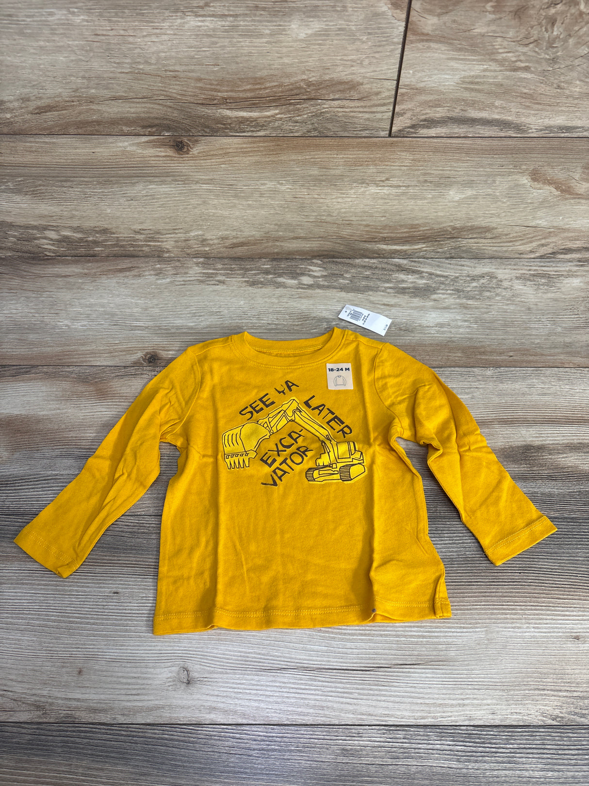 NEW Old Navy Yellow Excavator Print Shirt sz 18-24m