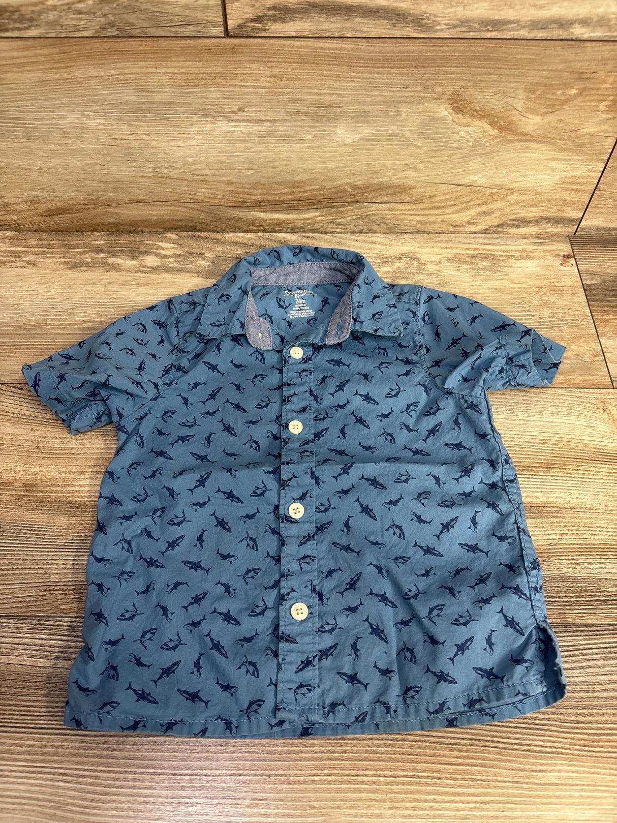 OshKosh Shark Button Up Shirt Blue sz 24m