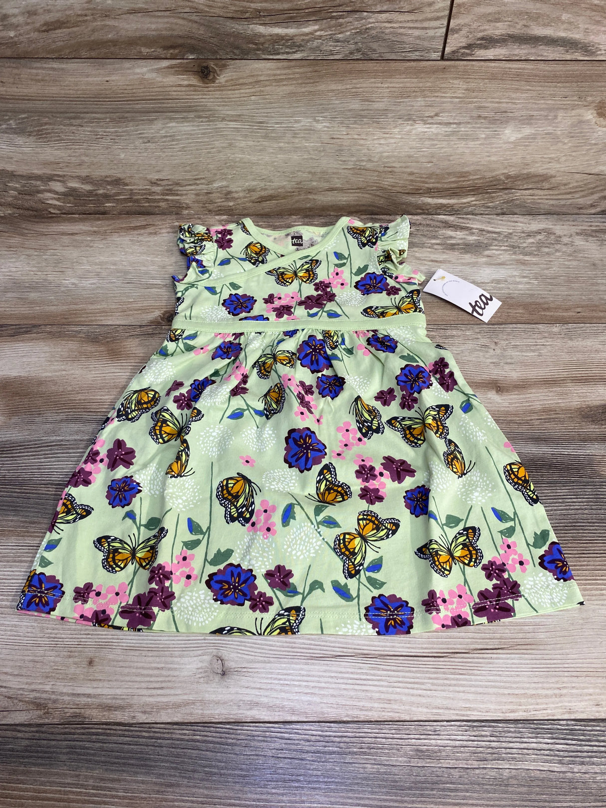 NEW TEA Floral Wrap Neck Dress Green sz 2T - Me n Mommy To Be