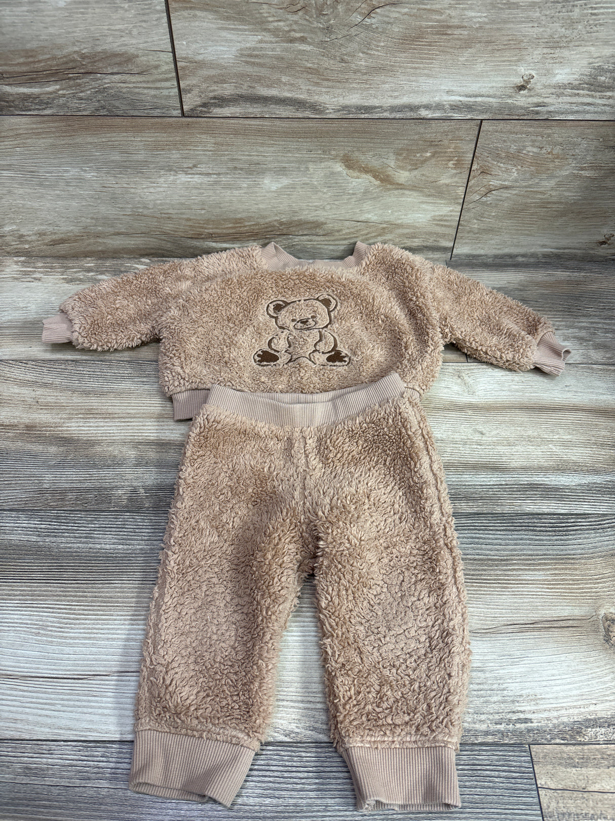 Cat & Jack 2pc Faux Fur Pullover Sweatshirt & Joggers Brown sz 6-9m
