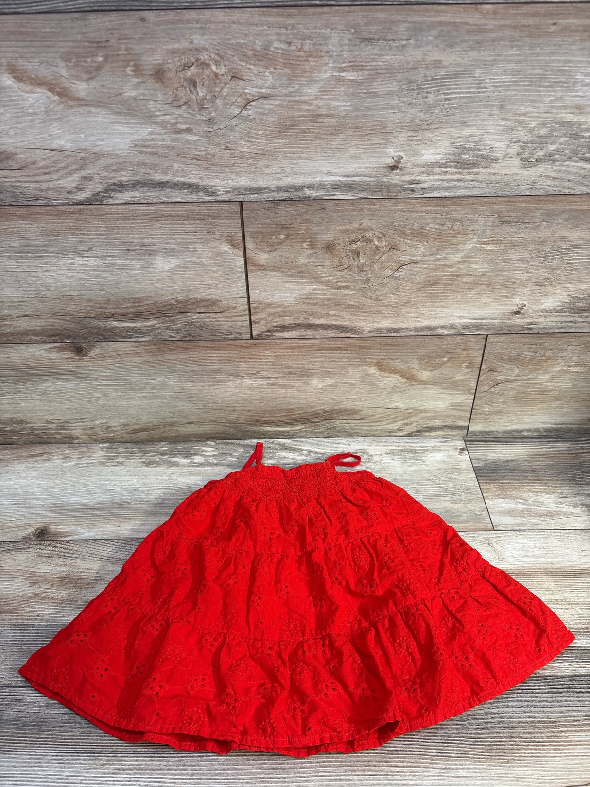 Cat & Jack Eyelet Tiered Dress Red sz 18m