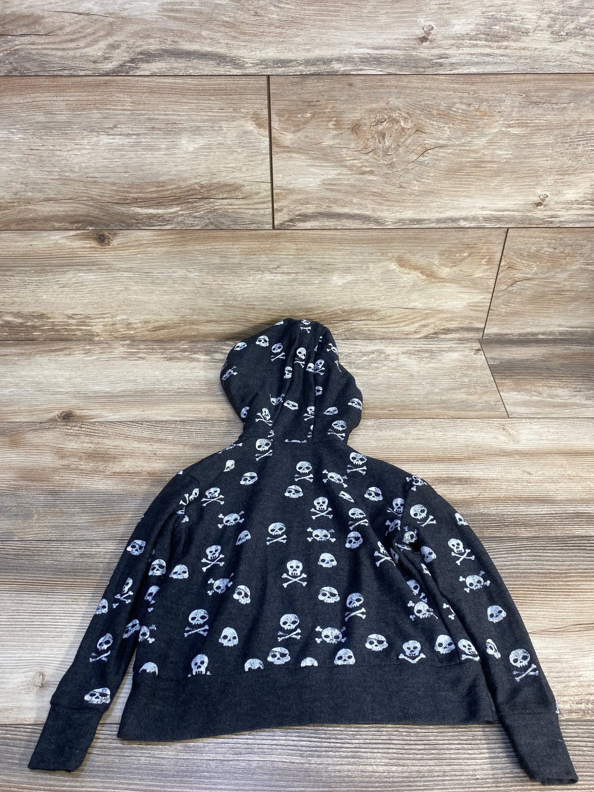 Chaser Skull & Crossbones Print Full Zip Hoodie Charcoal sz 2T