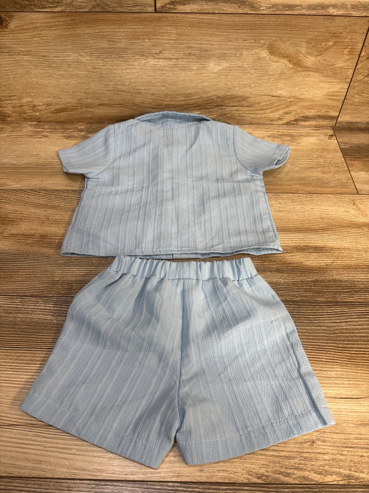 Shein 2pc Button Up Shirt & Shorts Set Light Blue sz 3-6m