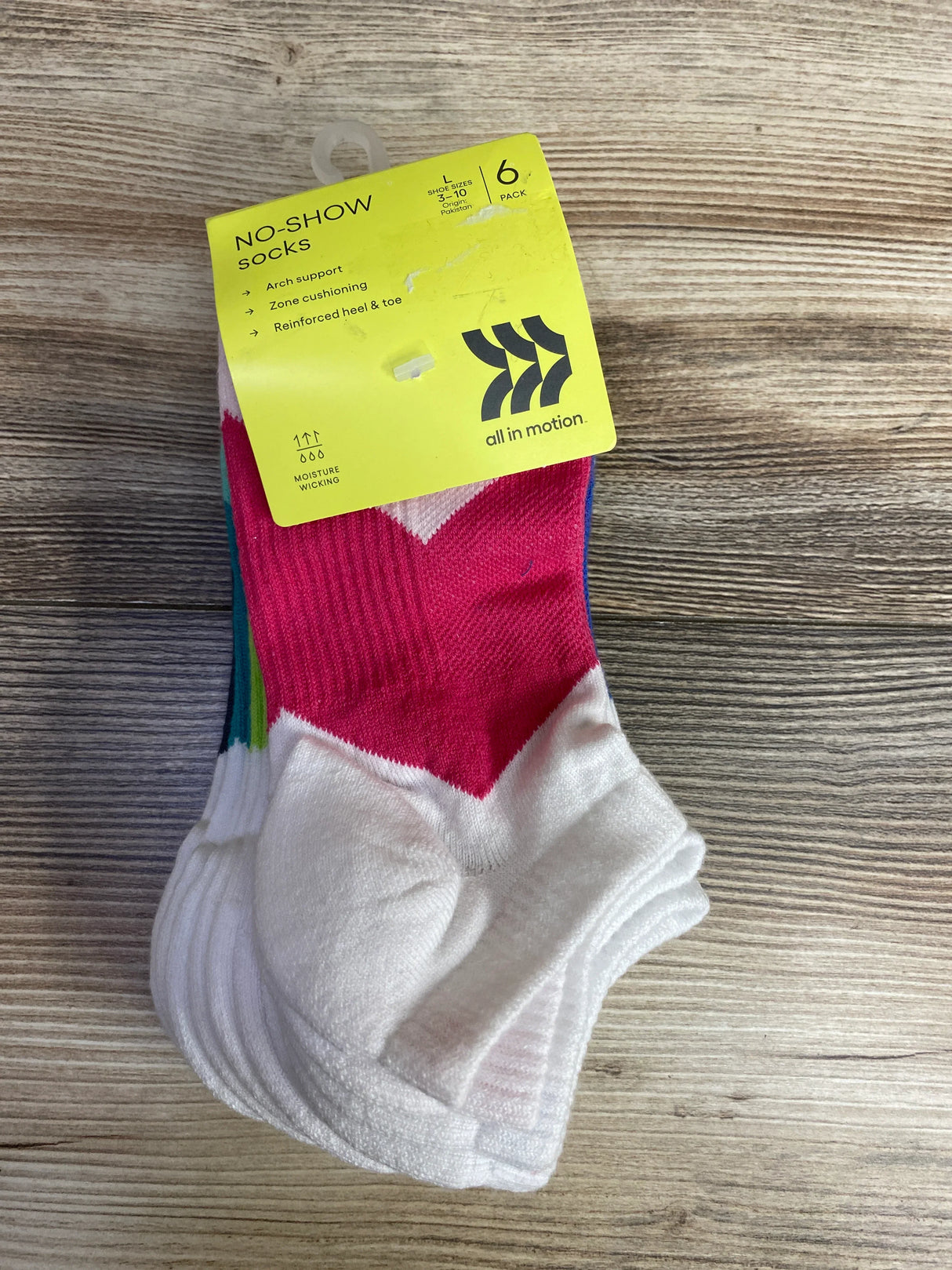NEW All in Motion No-Show Socks 6pk sz 3-10