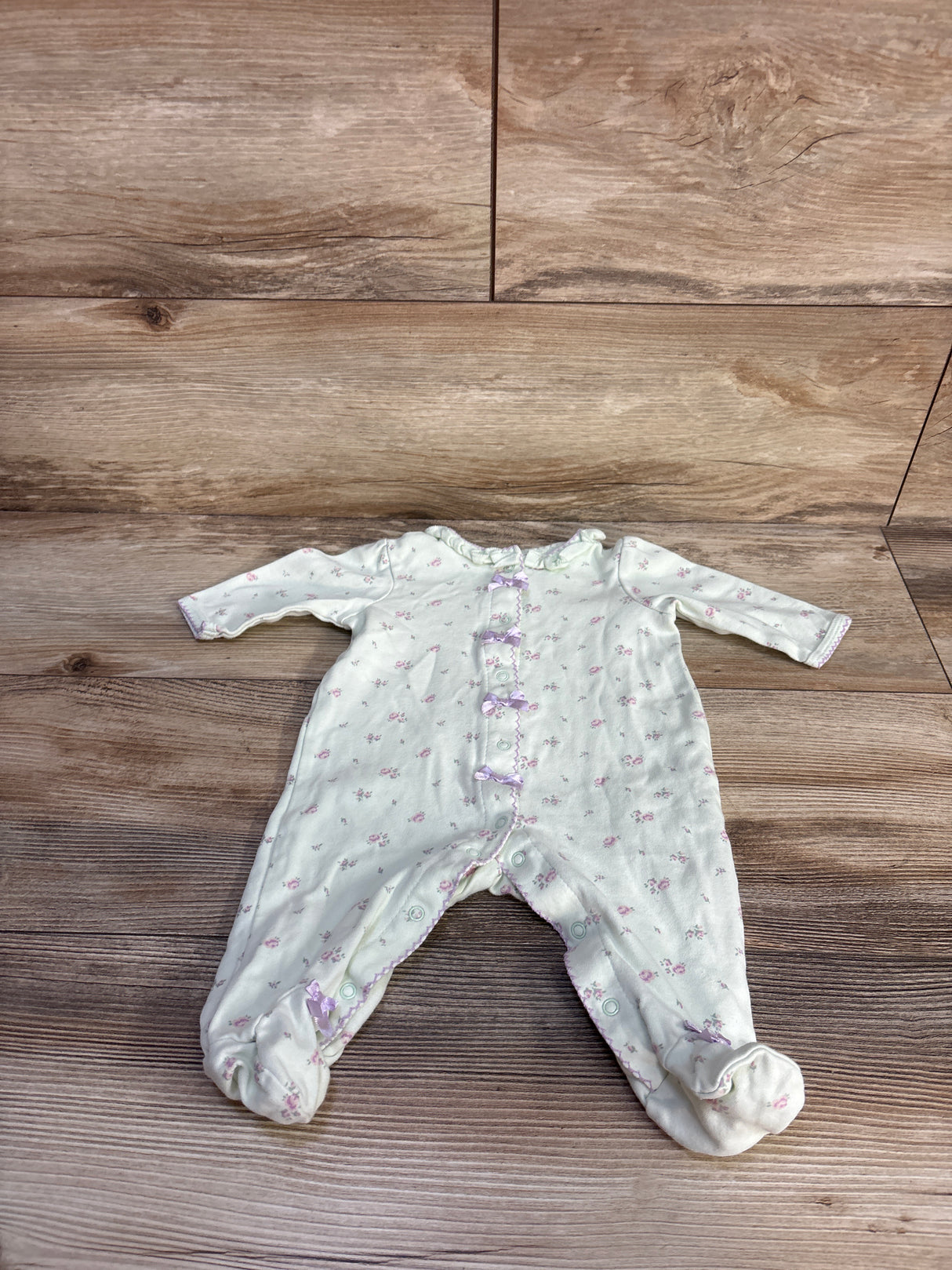 Little Me Floral Snap Footed Coverall Green sz 3m