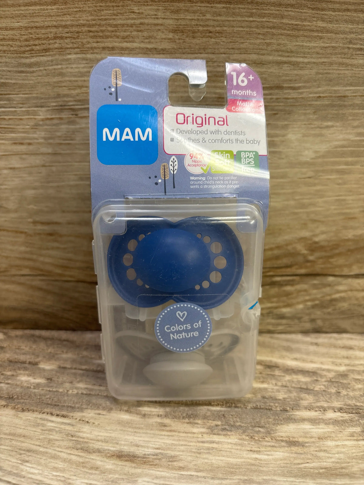NEW MAM Original 2pk Pacifiers, Grey/Navy 16m+