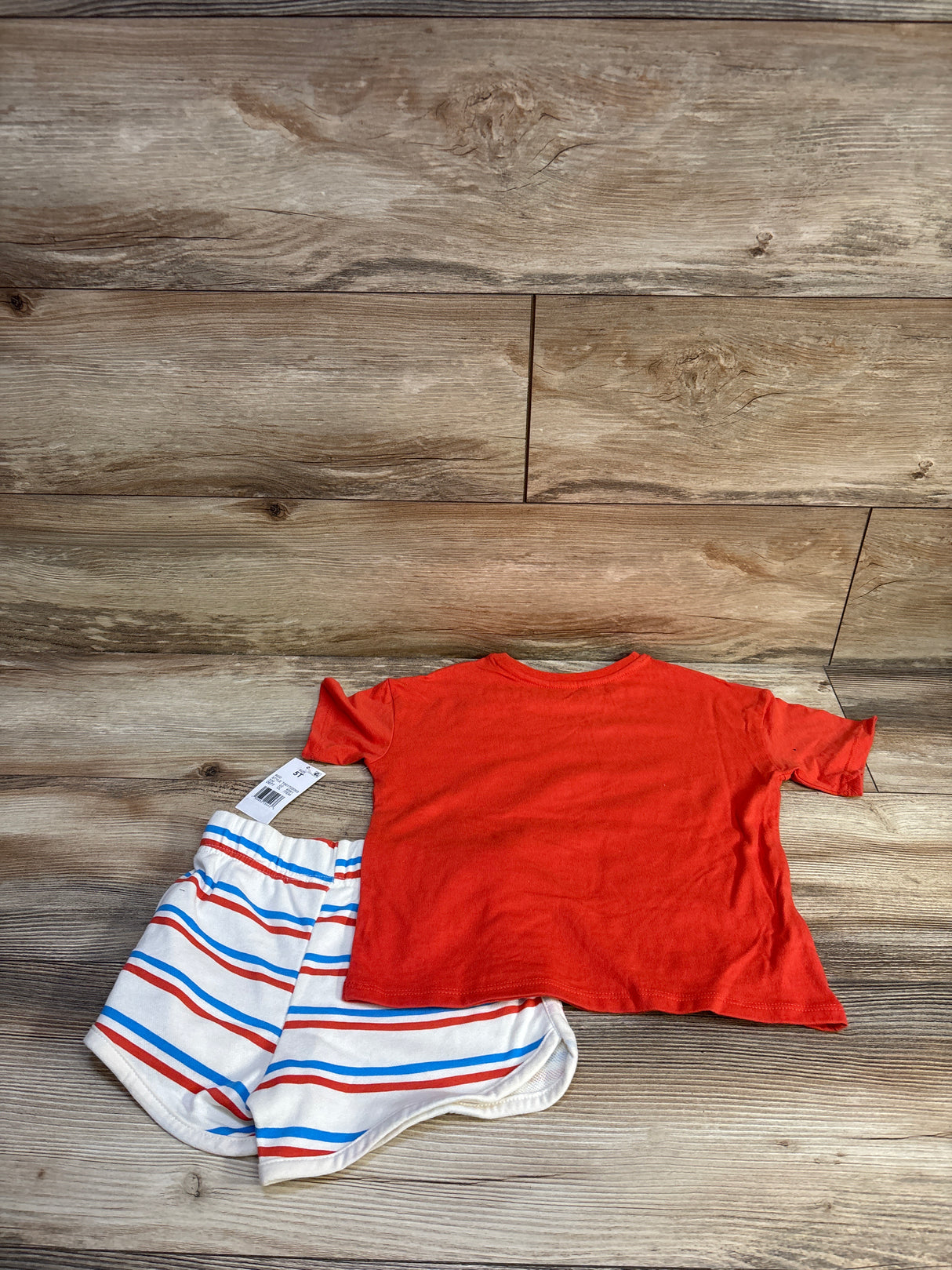 NEW Barbie Sporty Retro T-Shirt & Striped Shorts Set Red sz 5T