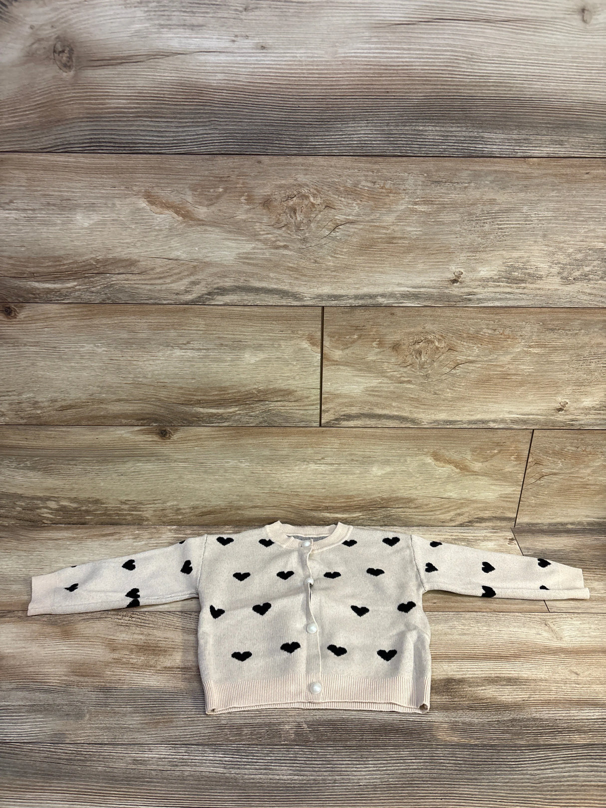 Shein Knit Heart Print Cardigan Beige sz 18-24m