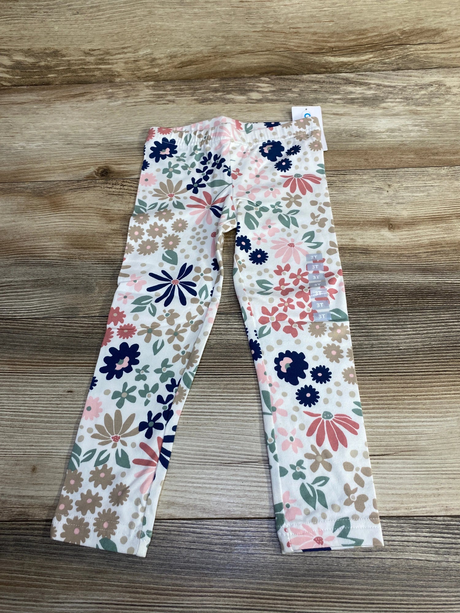 NEW Carter's Girls Cotton Stretch Leggings, Ivory Floral sz 3T