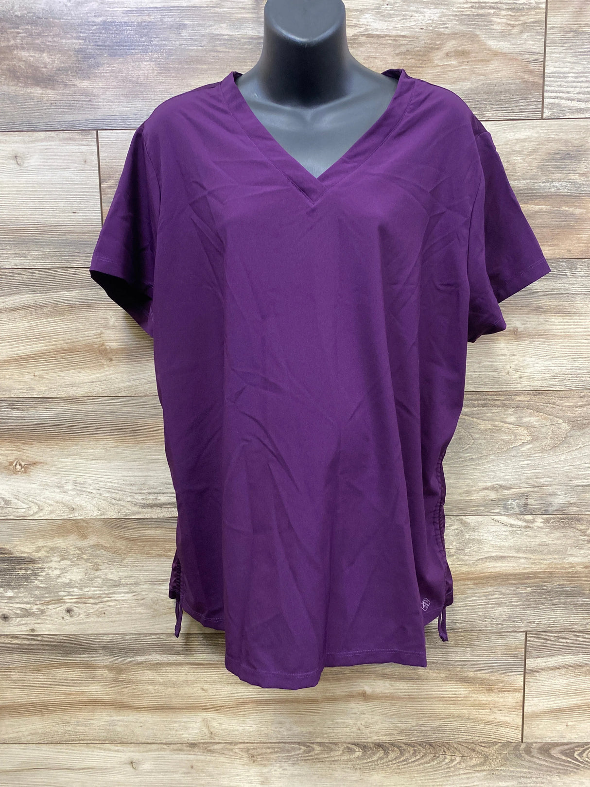 Easy Stretch Cooling Knit Back Maternity Scrub Top In Eggplant sz XL