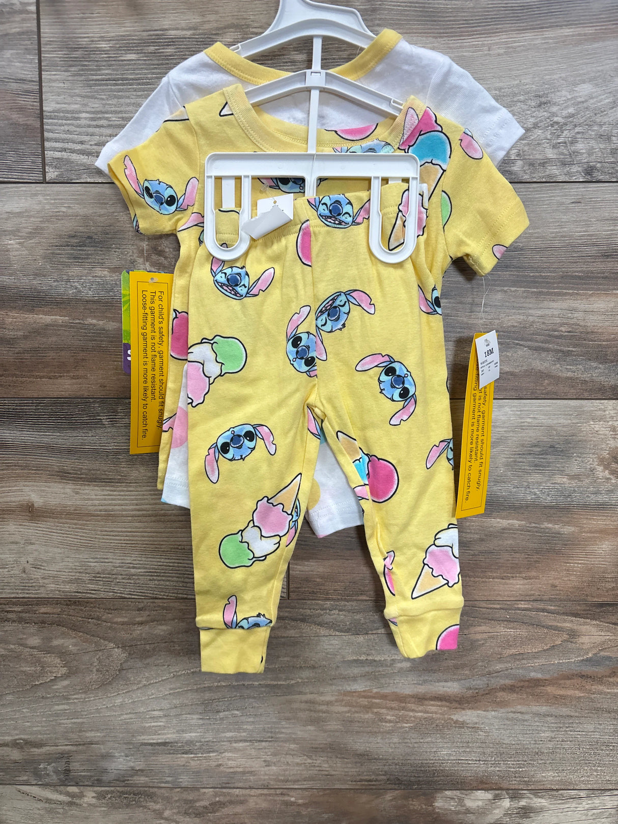 NEW Disney Stitch 4pc Snug Fit Pajama Set Yellow sz 18m