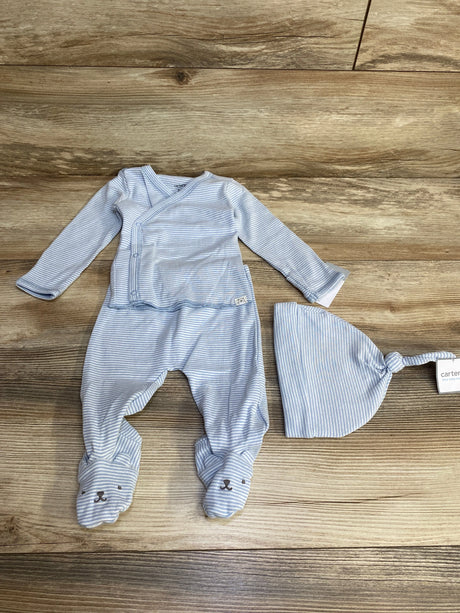 NEW Carter's 3pc Striped Kimono Top + Pants + Hat Set Blue sz 3m - Me n Mommy To Be