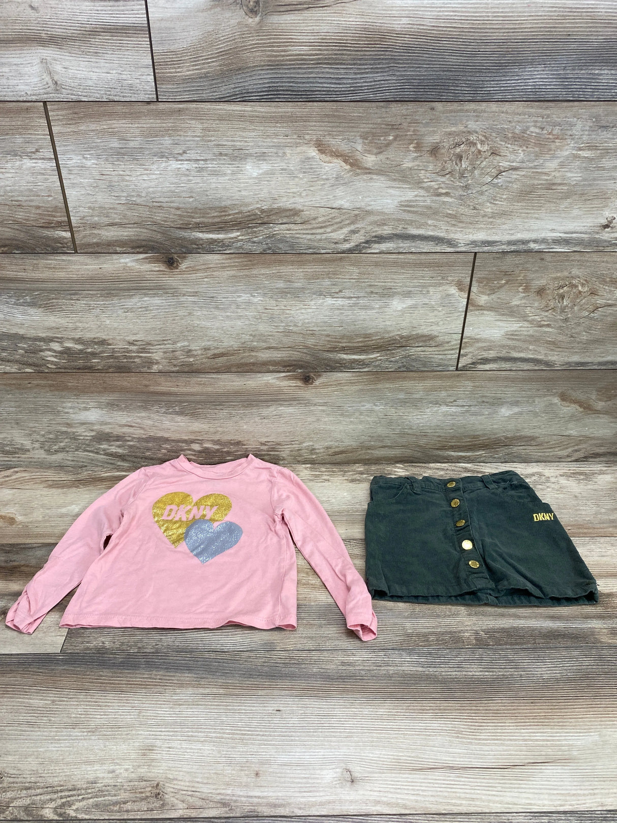 DKNY 2pc Shirt & Corduroy Skirt Pink sz 3T - Me n Mommy To Be