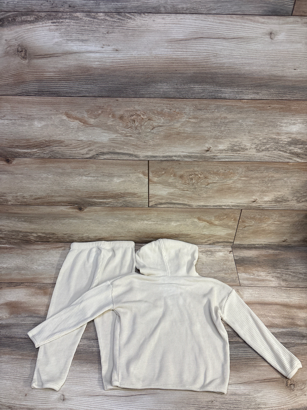 Little Co. 2pc Waffle Knit Hooded Pullover & Pants Set Cream sz 2T