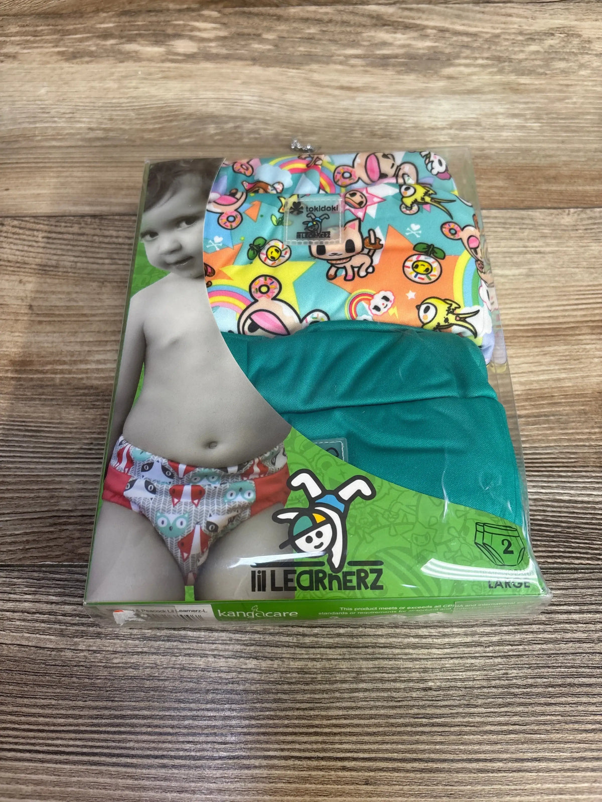 Lil Learnerz toddler training pants package with colorful cartoon print and size label