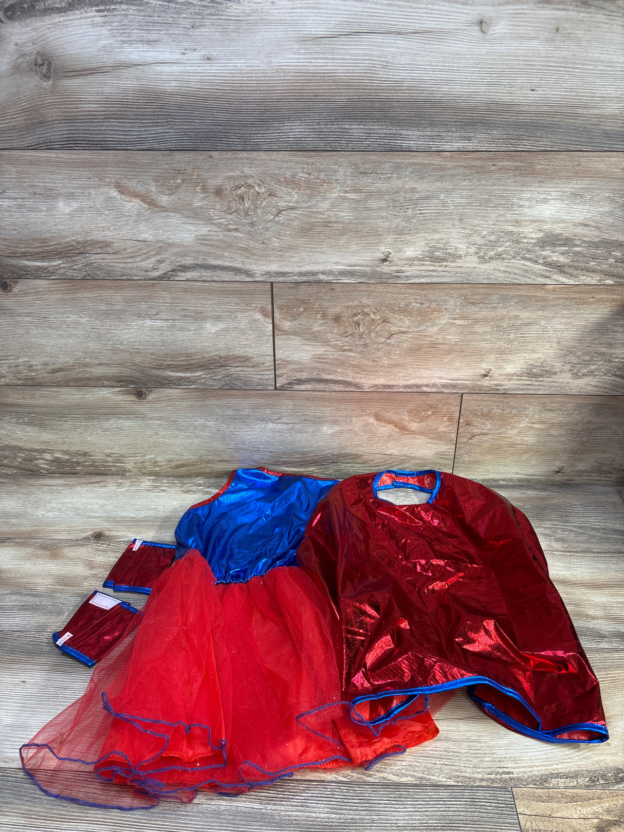 DC Comics Supergirl 3pc Costume Dress, Cape, & Arm Cuffs Blue sz 4-6T