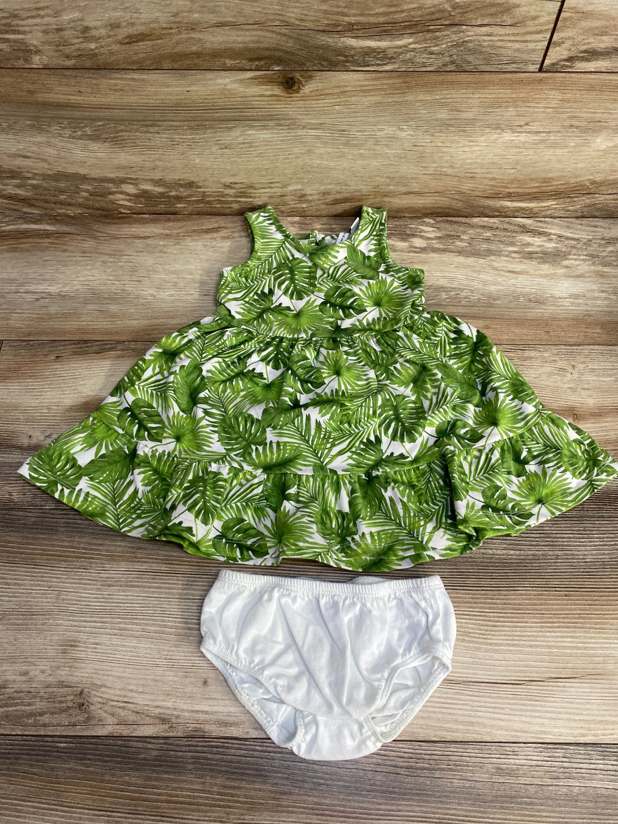 Janie and Jack Palm Everyday Dress & Bloomers Green sz 12-18m - Me n Mommy To Be
