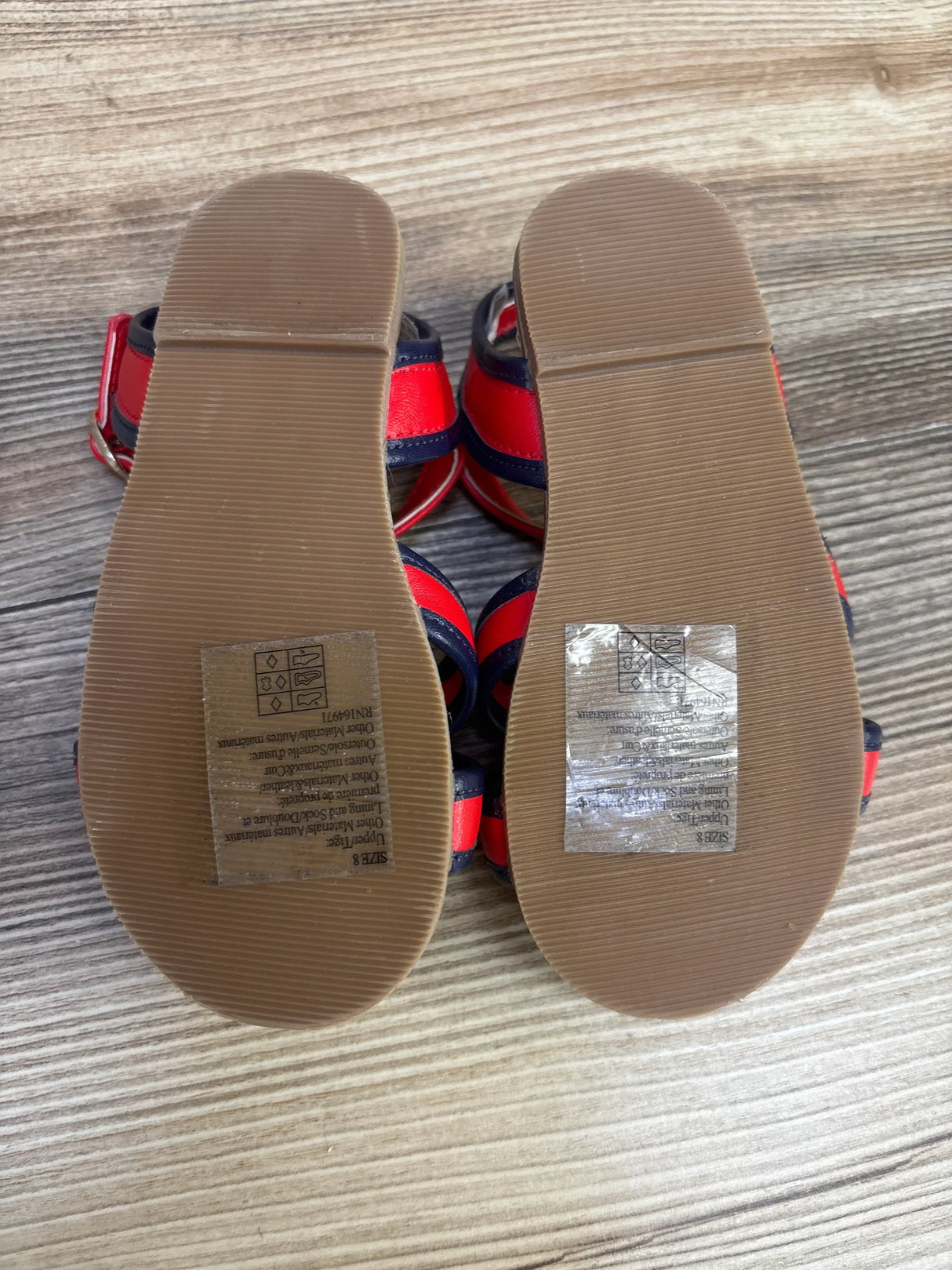 Janie & Jack Striped Cross-Strap Sandals in Very Cherry sz 8c