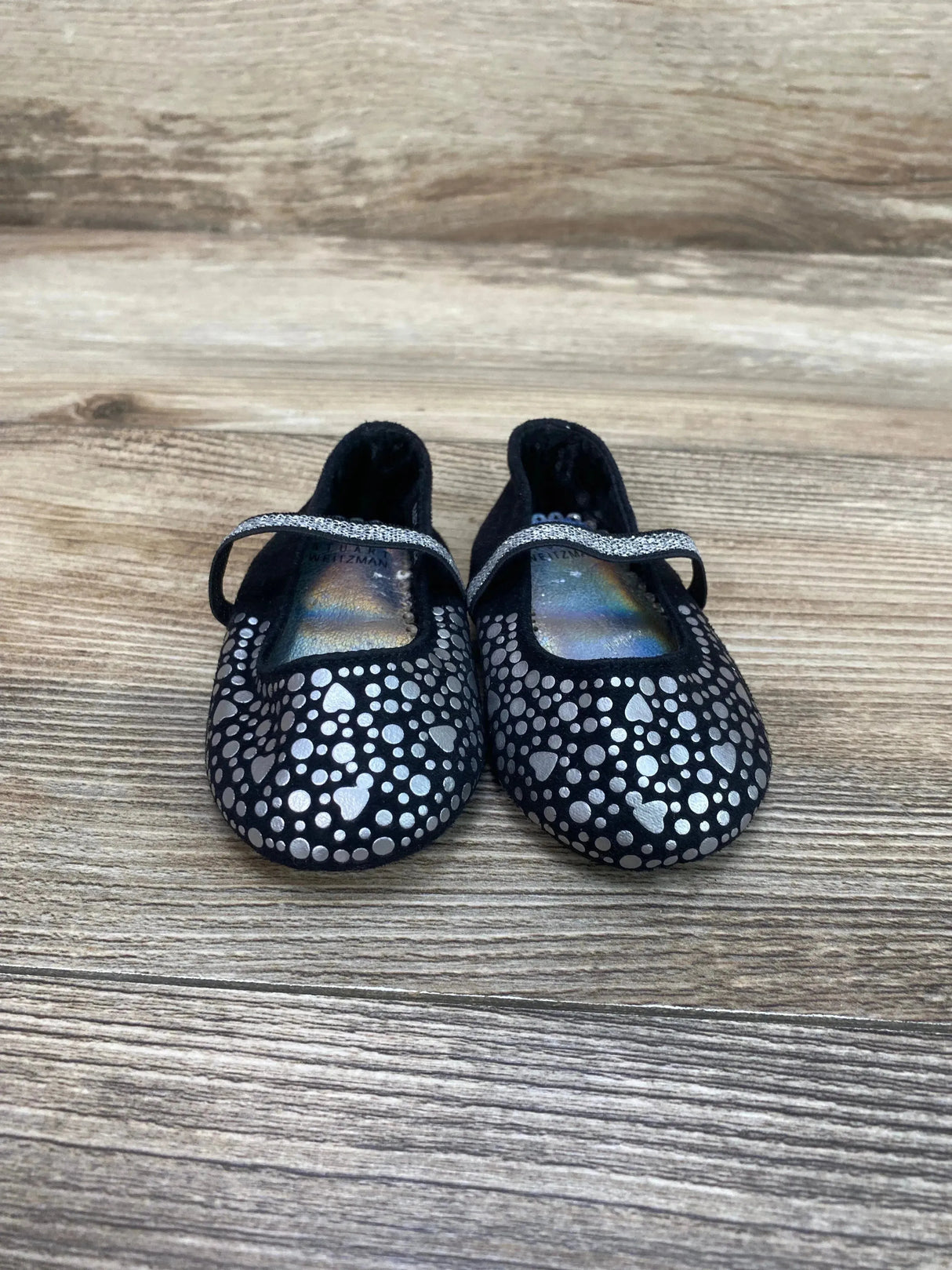 Stuart Weitzman Baby Stardust Flats Black/Silver sz 2c - Me n Mommy To Be