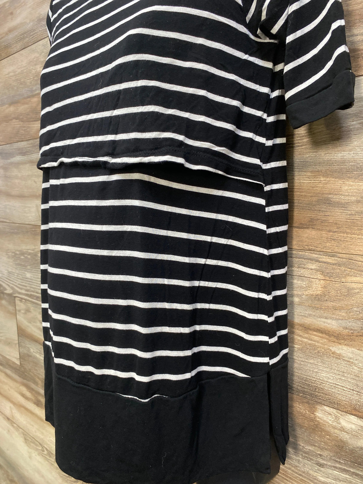 Nine Months Striped Nursing Shirt Black sz Medium
