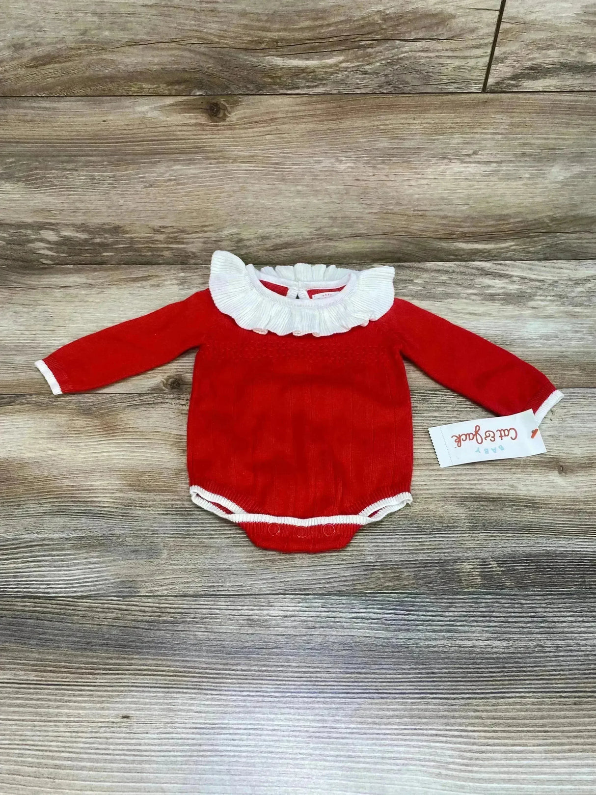 NEW Cat & Jack Ruffle Sweater Romper Red sz Newborn - Me n Mommy To Be